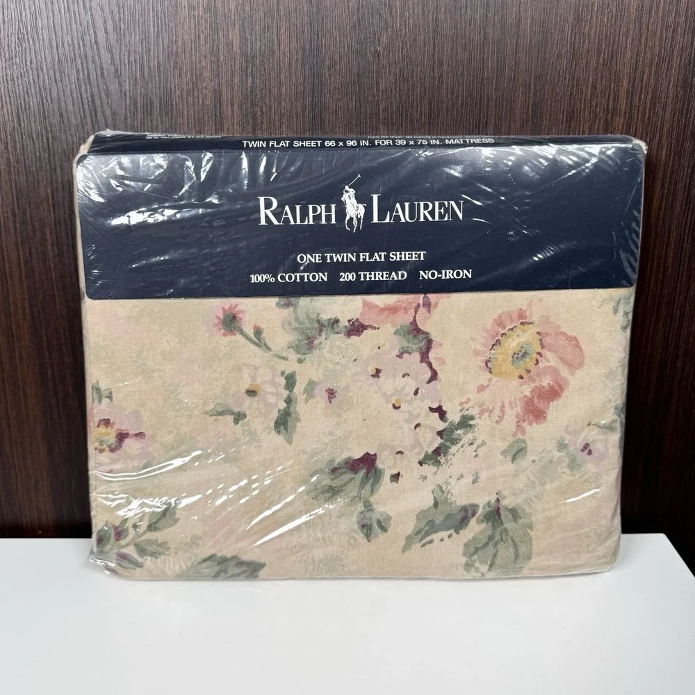 NEW - Vintage RALPH LAUREN Twin Fitted Sheet - FRANCESCA MULTI - 1991